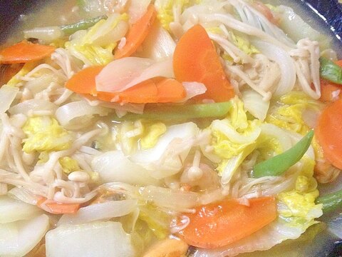 海老とムール貝と野菜の中華塩炒め